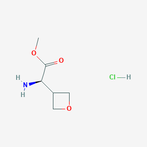 molecular formula C6H12ClNO3 B13107702 (R)-Methyl 2-amino-2-(oxetan-3-yl)acetate hydrochloride 