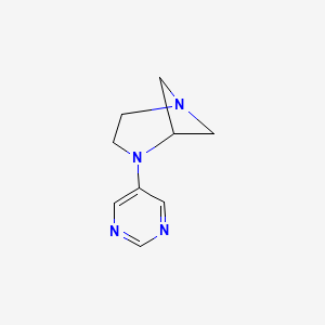 molecular formula C9H12N4 B13107764 4-Pyrimidin-5-yl-1,4-diazabicyclo[3.1.1]heptane CAS No. 675591-29-4