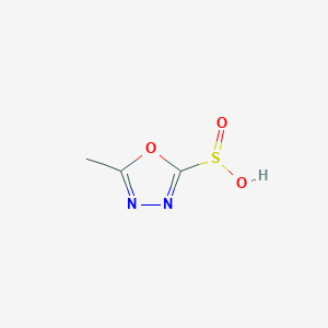 molecular formula C3H4N2O3S B13107787 5-Methyl-1,3,4-oxadiazole-2-sulfinicacid 