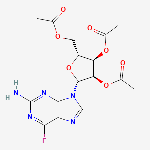 molecular formula C16H18FN5O7 B13107946 [(2R,3R,4R,5R)-3,4-diacetyloxy-5-(2-amino-6-fluoropurin-9-yl)oxolan-2-yl]methyl acetate 