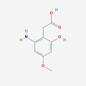 molecular formula C9H11NO4 B13108090 2-(2-Amino-6-hydroxy-4-methoxyphenyl)acetic acid 