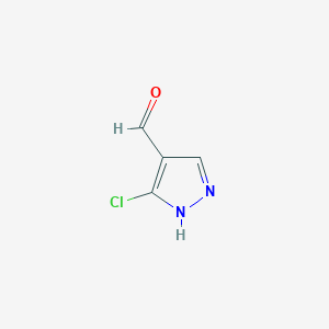 molecular formula C4H3ClN2O B13108102 3-Chloro-1H-pyrazole-4-carbaldehyde 