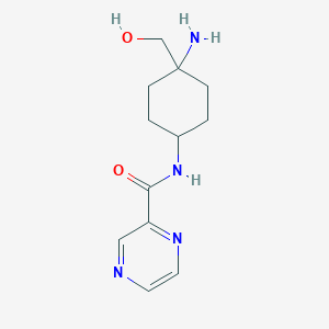 molecular formula C12H18N4O2 B13108117 N-[4-Amino-4-(hydroxymethyl)cyclohexyl]-2-pyrazinecarboxamide 