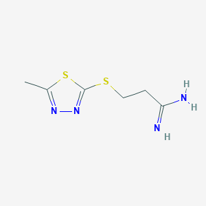 molecular formula C6H10N4S2 B13108152 3-((5-Methyl-1,3,4-thiadiazol-2-yl)thio)propanimidamide 