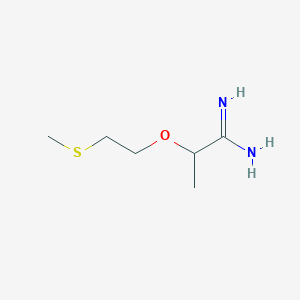 molecular formula C6H14N2OS B13108215 2-(2-(Methylthio)ethoxy)propanimidamide 