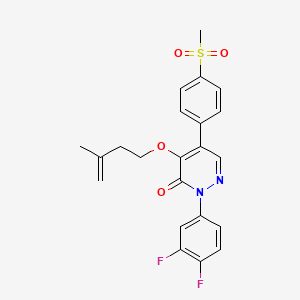 molecular formula C22H20F2N2O4S B13108308 2-(3,4-Difluorophenyl)-5-[4-(methanesulfonyl)phenyl]-4-[(3-methylbut-3-en-1-yl)oxy]pyridazin-3(2H)-one CAS No. 890306-92-0