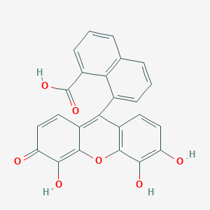 molecular formula C24H14O7 B13108347 8-(3,4,5-Trihydroxy-6-oxoxanthen-9-yl)naphthalene-1-carboxylic acid CAS No. 200725-10-6