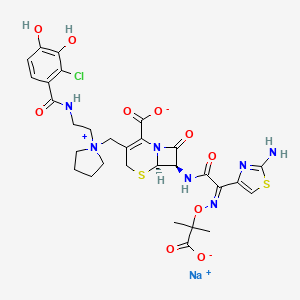 sodium;(6R,7R)-7-[[(2Z)-2-(2-amino-1,3-thiazol-4-yl)-2-(2-carboxylatopropan-2-yloxyimino)acetyl]amino]-3-[[1-[2-[(2-chloro-3,4-dihydroxybenzoyl)amino]ethyl]pyrrolidin-1-ium-1-yl]methyl]-8-oxo-5-thia-1-azabicyclo[4.2.0]oct-2-ene-2-carboxylate