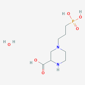 molecular formula C8H19N2O6P B13108561 4-(3-Phosphonopropyl)piperazine-2-carboxylicacidhydrate 