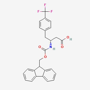 molecular formula C26H22F3NO4 B1310864 (R)-3-((((9H-Fluoren-9-yl)methoxy)carbonyl)amino)-4-(4-(trifluoromethyl)phenyl)butanoic acid CAS No. 269726-78-5