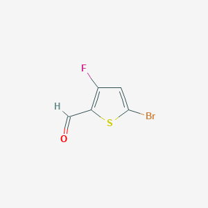 molecular formula C5H2BrFOS B13108667 5-Bromo-3-fluorothiophene-2-carbaldehyde 