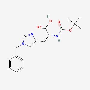 molecular formula C18H23N3O4 B1310882 (R)-3-(1-苄基-1H-咪唑-4-基)-2-((叔丁氧羰基)氨基)丙酸 CAS No. 65717-64-8