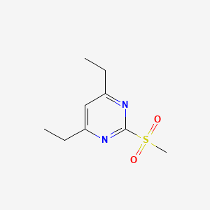 molecular formula C9H14N2O2S B13108840 4,6-Diethyl-2-(methylsulfonyl)pyrimidine 