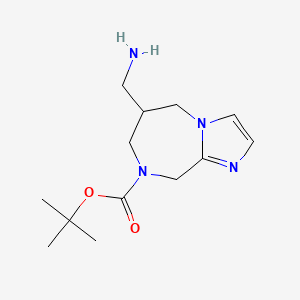 molecular formula C13H22N4O2 B13108843 5-Aminomethyl-5,6-dihydro-4H,8H-1,3a,7-triaza-azulene-7-carboxylic acid tert-butyl ester 