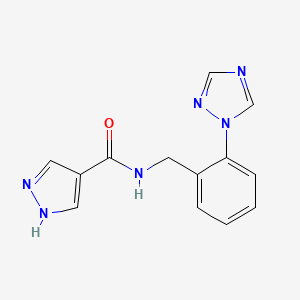 molecular formula C13H12N6O B13108956 N-(2-(1H-1,2,4-Triazol-1-yl)benzyl)-1H-pyrazole-4-carboxamide 