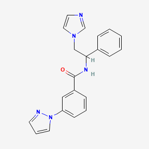 N-(2-(1H-Imidazol-1-yl)-1-phenylethyl)-3-(1H-pyrazol-1-yl)benzamide