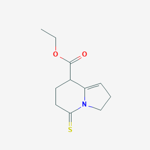 molecular formula C11H15NO2S B13109016 Ethyl 5-thioxo-2,3,5,6,7,8-hexahydroindolizine-8-carboxylate 