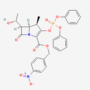 molecular formula C29H27N2O10P B13109138 (4-nitrophenyl)methyl (4R,5R,6R)-3-diphenoxyphosphoryloxy-6-[(1R)-1-hydroxyethyl]-4-methyl-7-oxo-1-azabicyclo[3.2.0]hept-2-ene-2-carboxylate 