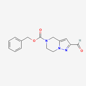 molecular formula C15H15N3O3 B13109180 benzyl 2-formyl-6,7-dihydropyrazolo[1,5-a]pyrazine-5(4H)-carboxylate 