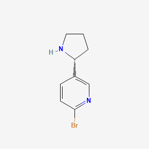 molecular formula C9H11BrN2 B13109193 (R)-2-Bromo-5-(pyrrolidin-2-yl)pyridine 