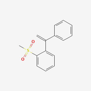 molecular formula C15H14O2S B13109209 Benzene, 1-(methylsulfonyl)-2-(1-phenylethenyl)- 