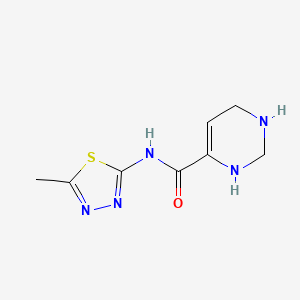 molecular formula C8H11N5OS B13109246 N-(5-Methyl-1,3,4-thiadiazol-2-yl)-1,2,3,6-tetrahydropyrimidine-4-carboxamide 