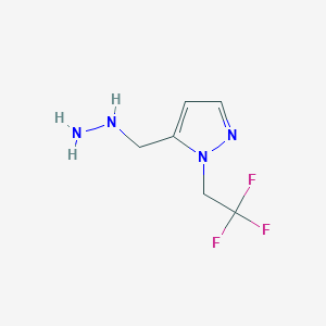 molecular formula C6H9F3N4 B13109501 5-(Hydrazinylmethyl)-1-(2,2,2-trifluoroethyl)-1H-pyrazole 