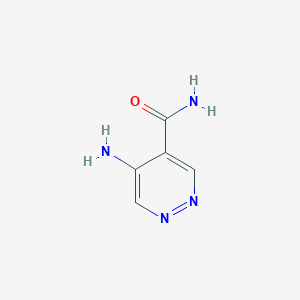 molecular formula C5H6N4O B13109538 5-Aminopyridazine-4-carboxamide 