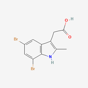 molecular formula C11H9Br2NO2 B13109632 (5,7-Dibromo-2-methyl-1h-indol-3-yl)acetic acid CAS No. 5446-23-1