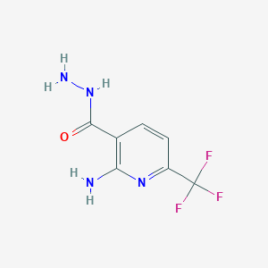 molecular formula C7H7F3N4O B13109650 2-Amino-6-(trifluoromethyl)nicotinohydrazide 