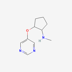 molecular formula C10H15N3O B13109799 N-Methyl-2-(pyrimidin-5-yloxy)cyclopentanamine 