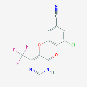 molecular formula C12H5ClF3N3O2 B13109854 3-Chloro-5-((6-oxo-4-(trifluoromethyl)-1,6-dihydropyrimidin-5-yl)oxy)benzonitrile 