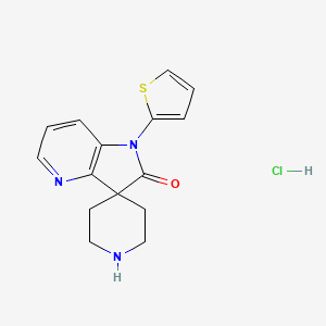 molecular formula C15H16ClN3OS B13109863 1'-(Thiophen-2-YL)spiro[piperidine-4,3'-pyrrolo[3,2-B]pyridin]-2'(1'H)-one hcl 