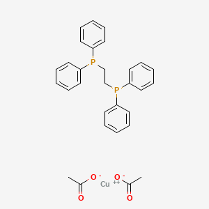 molecular formula C30H30CuO4P2 B13109963 Copper;2-diphenylphosphanylethyl(diphenyl)phosphane;diacetate 