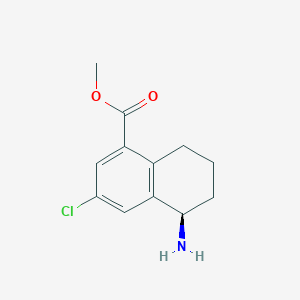 molecular formula C12H14ClNO2 B13109969 Methyl (r)-5-amino-3-chloro-5,6,7,8-tetrahydronaphthalene-1-carboxylate hydrochloride 