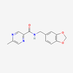 molecular formula C14H13N3O3 B13110149 N-(Benzo[d][1,3]dioxol-5-ylmethyl)-5-methylpyrazine-2-carboxamide 