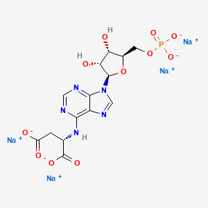 molecular formula C14H14N5Na4O11P B13110209 Sodium (S)-2-((9-((2R,3R,4S,5R)-3,4-dihydroxy-5-((phosphonatooxy)methyl)tetrahydrofuran-2-yl)-9H-purin-6-yl)amino)succinate 