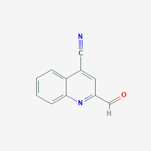 molecular formula C11H6N2O B13110231 2-Formylquinoline-4-carbonitrile 