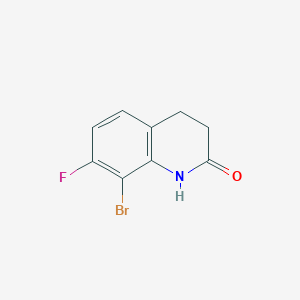 molecular formula C9H7BrFNO B13110297 8-Bromo-7-fluoro-3,4-dihydroquinolin-2(1H)-one 