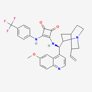 molecular formula C31H29F3N4O3 B13110315 3-(((1R)-(6-methoxyquinolin-4-yl)(5-vinylquinuclidin-2-yl)methyl)amino)-4-((4-(trifluoromethyl)phenyl)amino)cyclobut-3-ene-1,2-dione 