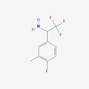 molecular formula C9H9F4N B13110380 2,2,2-Trifluoro-1-(4-fluoro-3-methylphenyl)ethanamine 