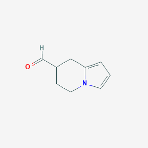 molecular formula C9H11NO B13110400 5,6,7,8-Tetrahydroindolizine-7-carbaldehyde 