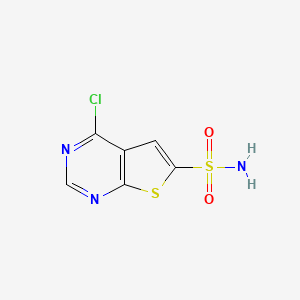 molecular formula C6H4ClN3O2S2 B13110554 4-Chlorothieno[2,3-d]pyrimidine-6-sulfonamide 