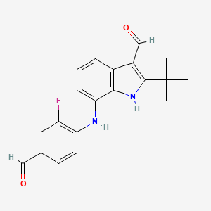 molecular formula C20H19FN2O2 B13110783 2-tert-butyl-7-[(2-fluoro-4-formylphenyl)amino]-1H-indole-3-carbaldehyde 