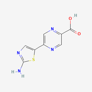 molecular formula C8H6N4O2S B13110854 5-(2-Aminothiazol-5-yl)pyrazine-2-carboxylic acid 