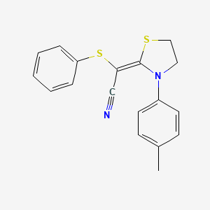 (2Z)-2-[3-(4-methylphenyl)-1,3-thiazolidin-2-ylidene]-2-phenylsulfanylacetonitrile