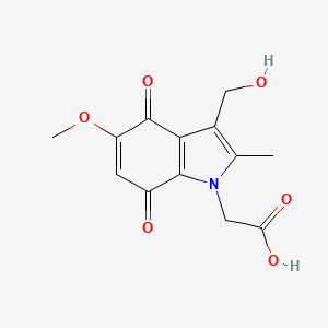 molecular formula C13H13NO6 B13110900 2-(3-(Hydroxymethyl)-5-methoxy-2-methyl-4,7-dioxo-4,7-dihydro-1H-indol-1-yl)acetic acid 