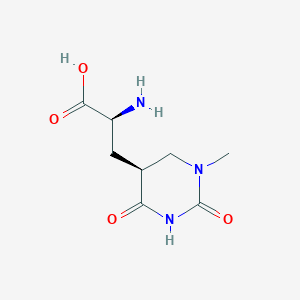 molecular formula C8H13N3O4 B13110927 (S)-2-Amino-3-((S)-1-methyl-2,4-dioxohexahydropyrimidin-5-yl)propanoic acid 