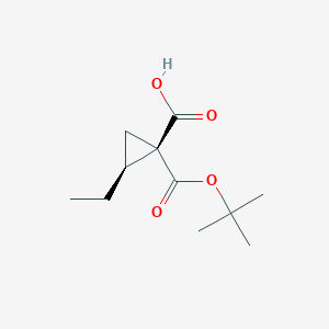 molecular formula C11H18O4 B13111061 (1S,2S)-1-(tert-Butoxycarbonyl)-2-ethylcyclopropane-1-carboxylicacid 