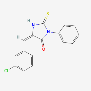 molecular formula C16H11ClN2OS B1311111 5-((3-Chlorophenyl)methylene)-3-phenyl-2-thioxo-4-imidazolidinone CAS No. 41534-90-1